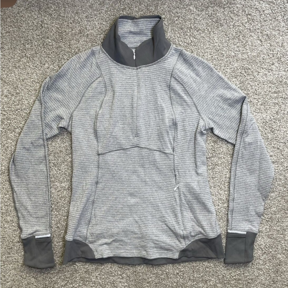 🍋🍋Lululemon Runderful 1/2 Zip Mini Check Pique White Heathered Slate / Slate - Picture 4 of 5
